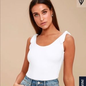 Pretty pleased white bodysuit from Lulus (small)